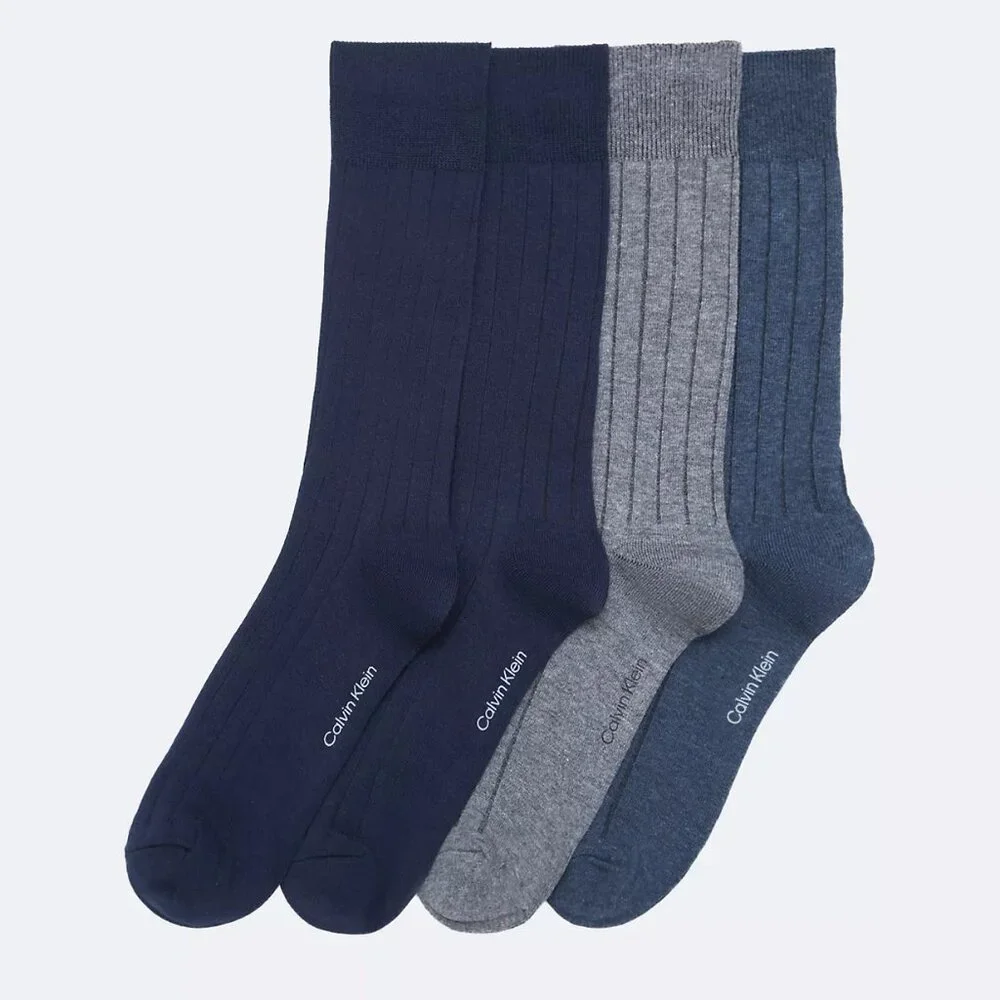 4 pair Calvin Klein ribbed, lightweight crew Socks